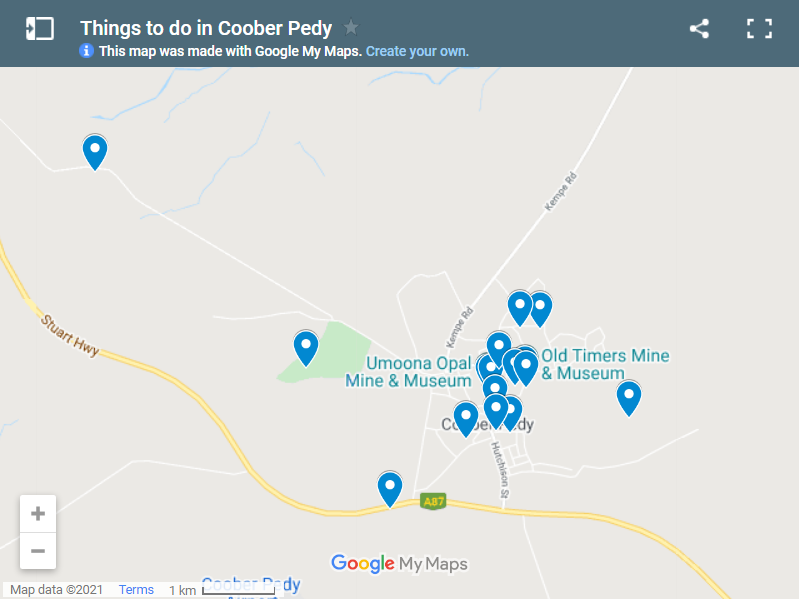 things to do in coober pedy map