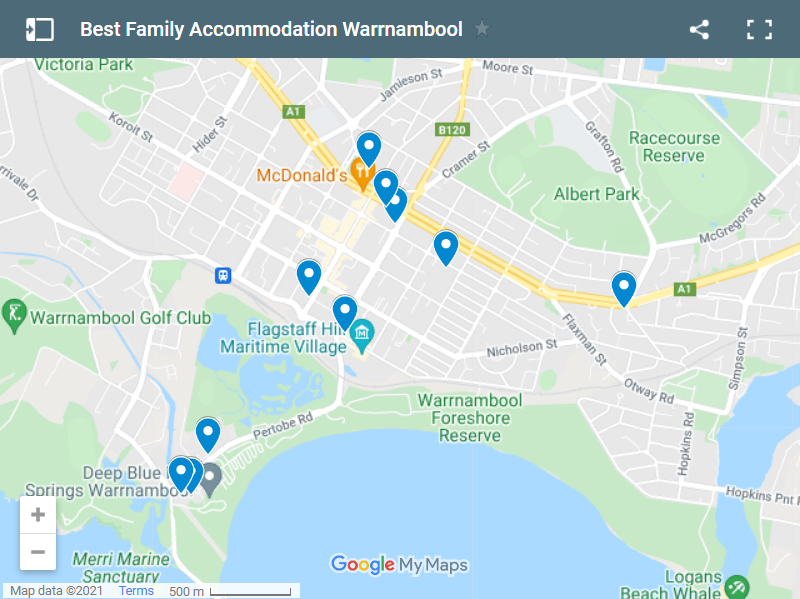 Best Family Accommodation Warrnambool map