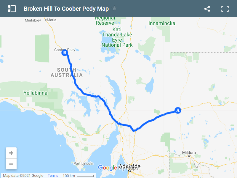 Broken Hill To Coober Pedy Map