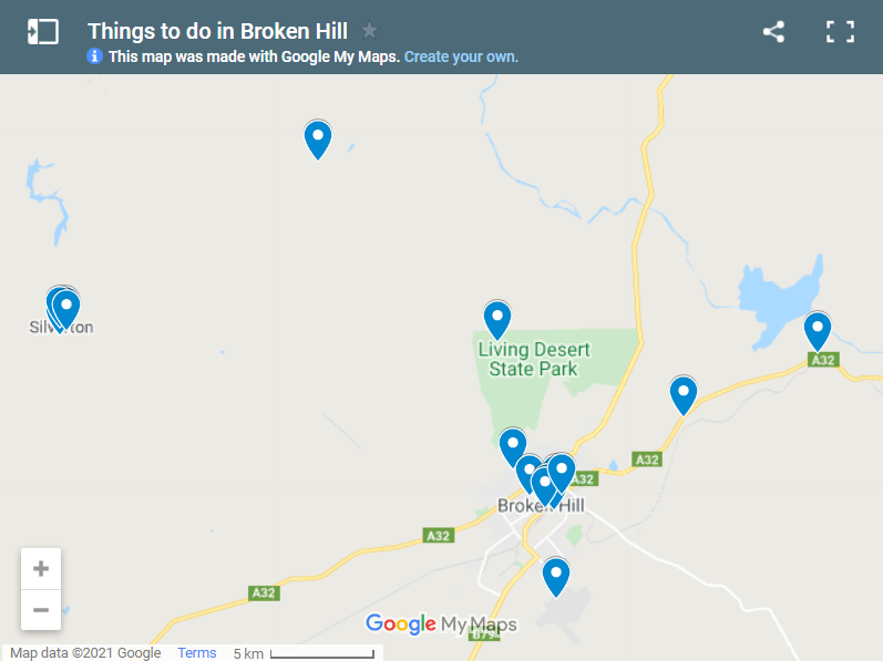 Things To Do In Broken Hill map