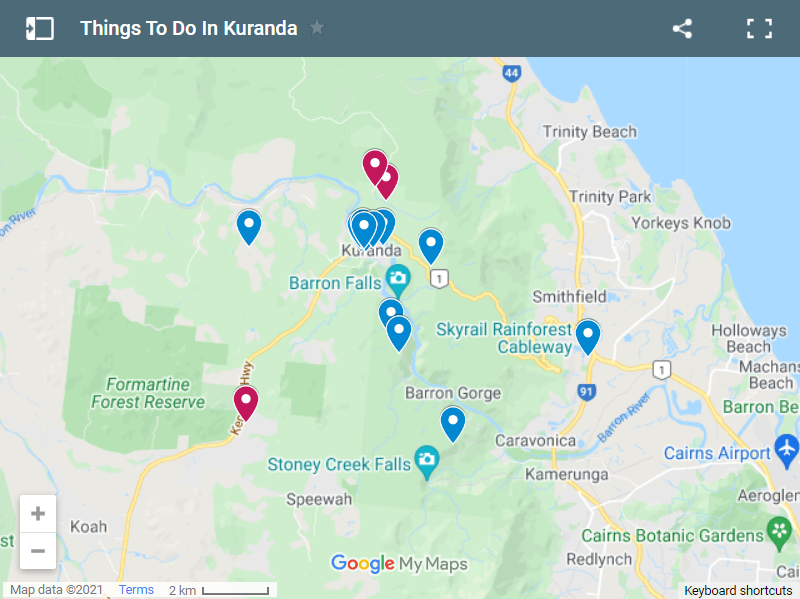 Things To Do In Kuranda map