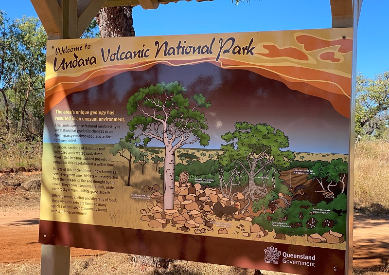 Undara Volcanic National Park welcome sign