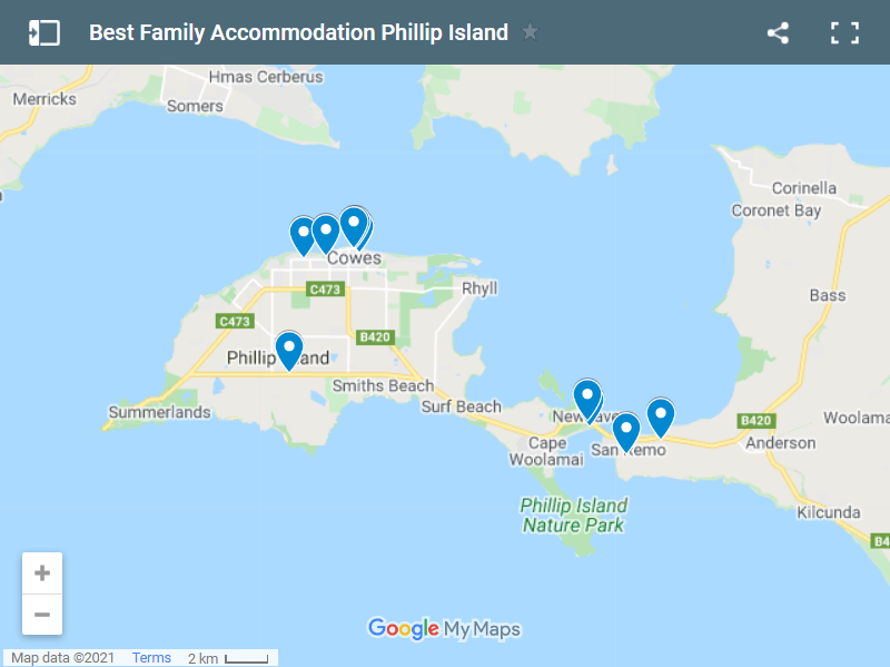 Best Family Accommodation Phillip Island map