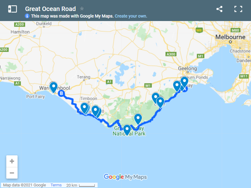 Great Ocean Road With Kids Map