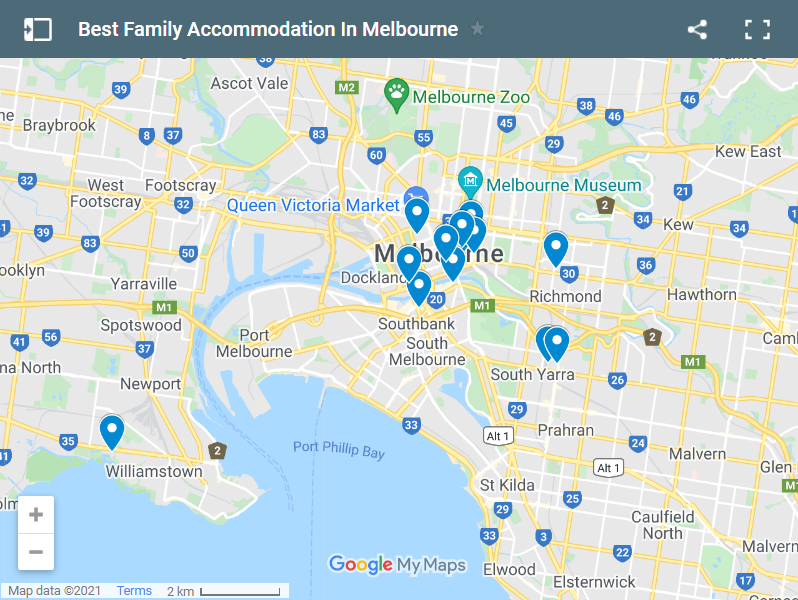 Best Family Accommodation In Melbourne map