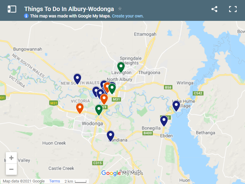 Things To Do In Albury-Wodonga map