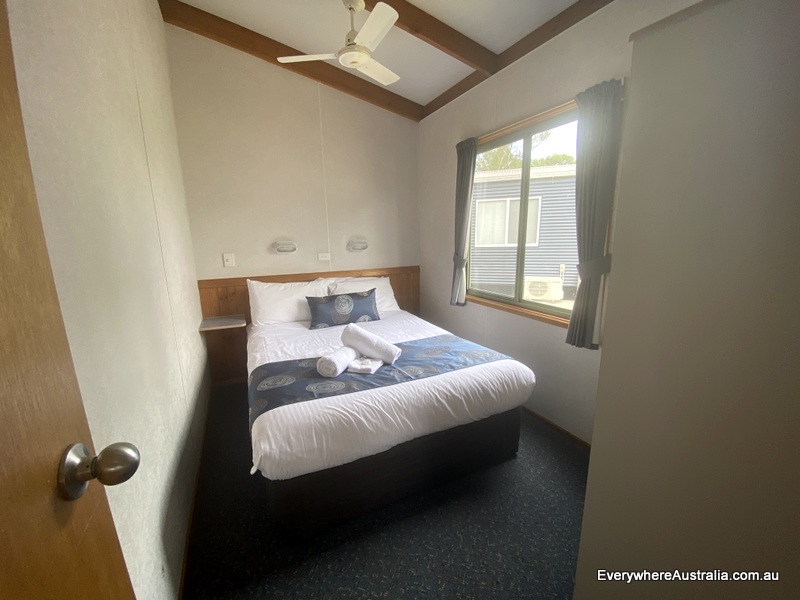 Second bedroom with double bed in two bedroom villa big4 swan hill