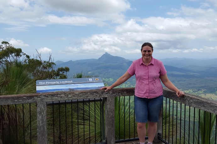 Anne Enjoying the View from the Pinnacle Lookout over Mt Warning in Northern NSW
